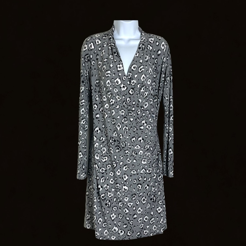 Norma Kamali faux wrap animal print dress